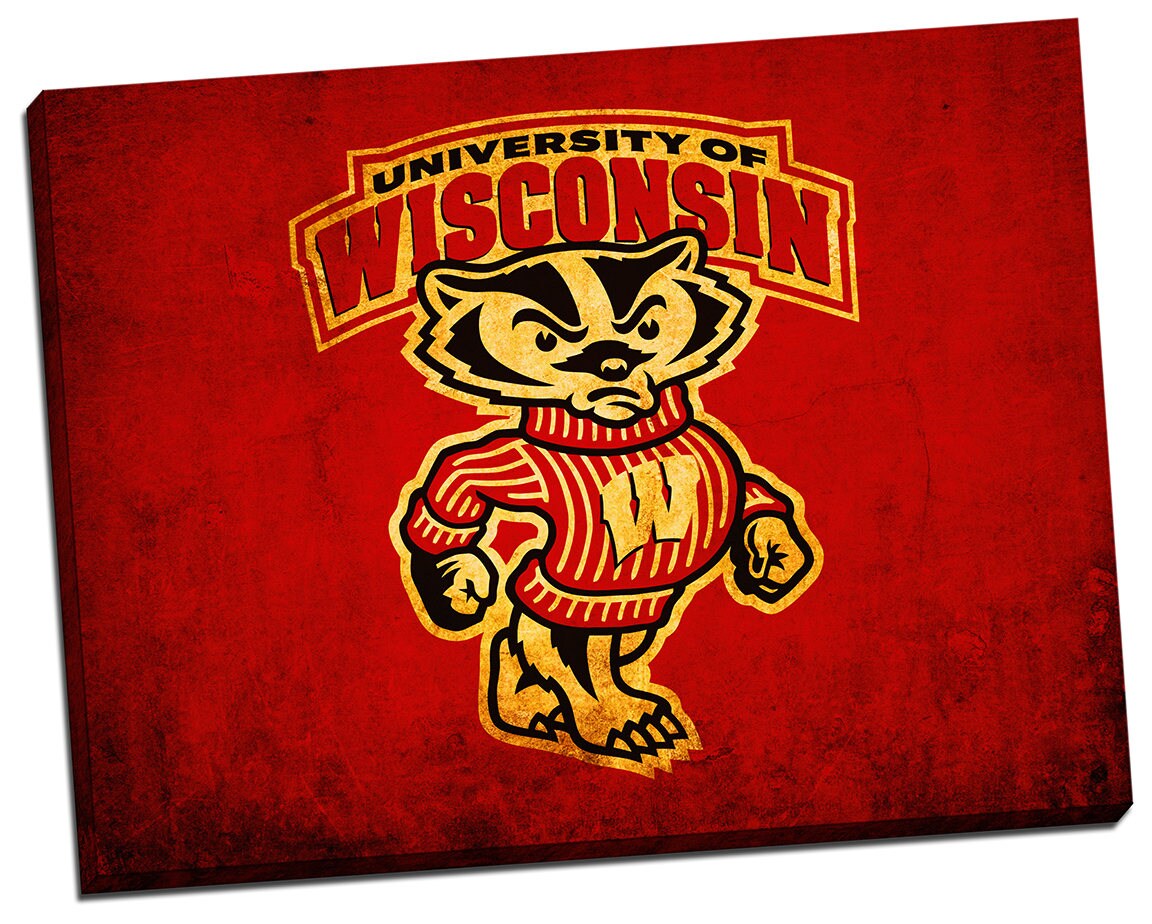 wisconsin badgers vintage style Canvas Print, University of Wisconsin–Madison, apartment decorating ideas, badgers, WISC