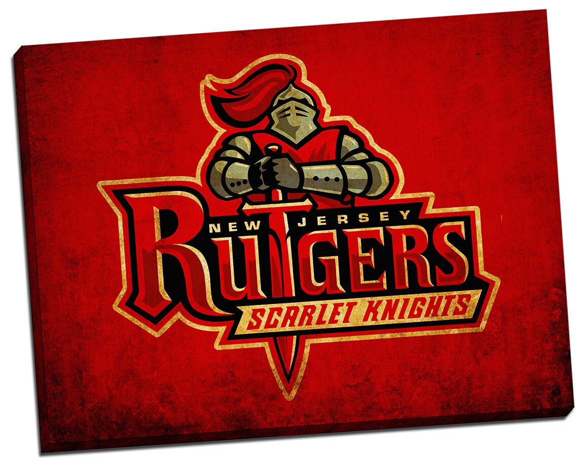 Rutgers University, Rutgers Scarlet Knights vintage style Canvas Print, college football logos, apartment decorating ideas, Rutgers