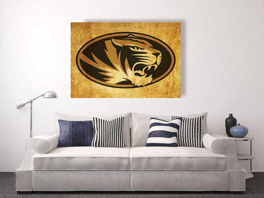 University of Missouri, Missouri Tigers vintage style Canvas Print, college football logos, apartment decorating ideas, Mizzou, MU