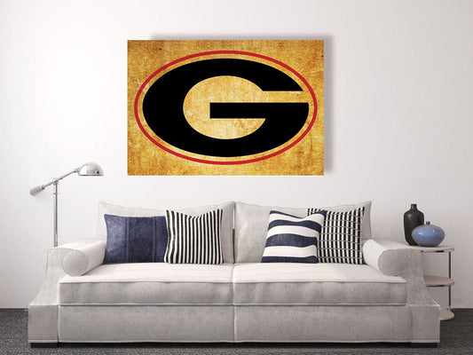 University of Georgia, Georgia Bulldogs vintage style Canvas Print, college football logos, apartment decorating ideas, UGA