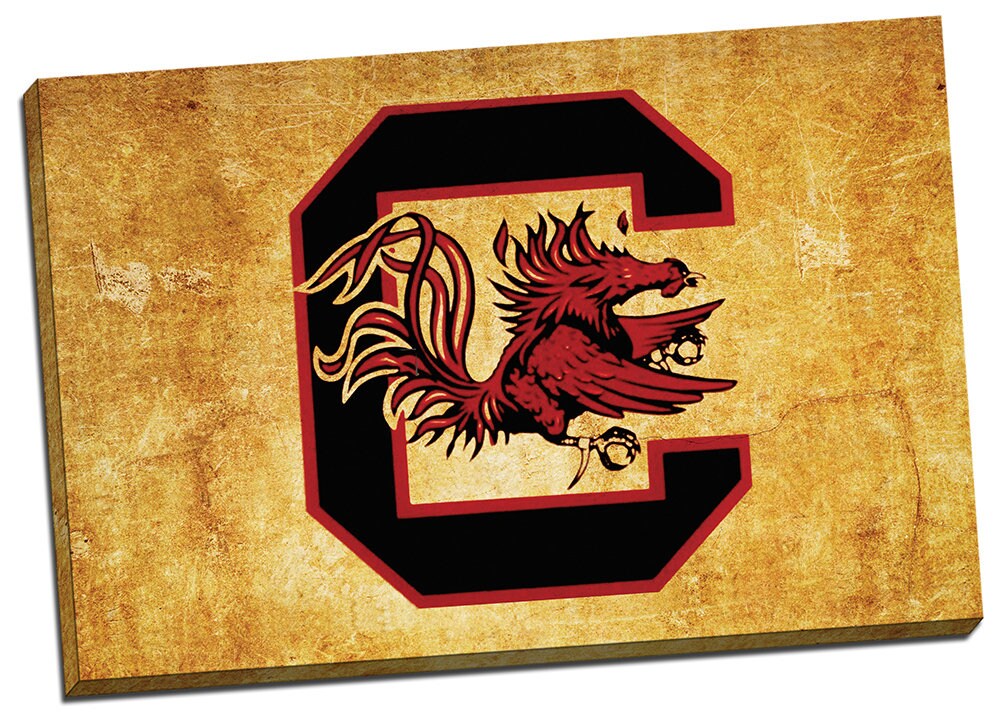 University of South Carolina, South Carolina Gamecocks vintage style Canvas Print, college football logo,apartment decorating, usc gamecocks