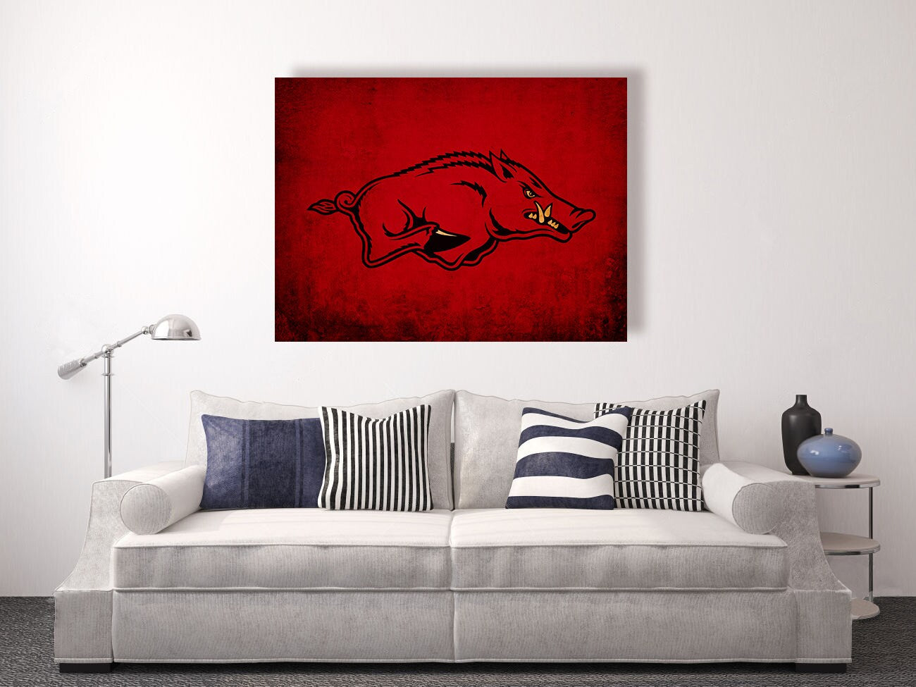 Arkansas Razorbacks vintage style Canvas Print, vintage football decor, college football logos, apartment decorating ideas, Razorbacks