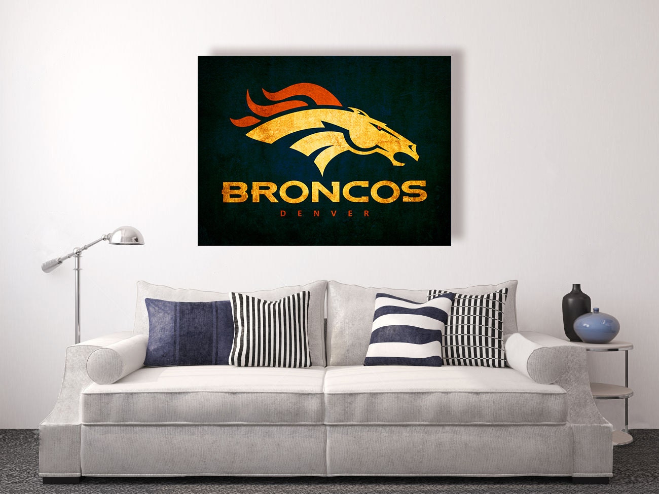 Denver Broncos vintage style Canvas Print, vintage football decor, football room decor, room decor for men, apartment decorating ideas