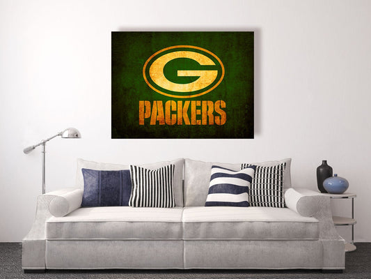 Green Bay Packers vintage style Canvas Print, vintage football decor, football room decor, room decor for men, apartment decorating ideas