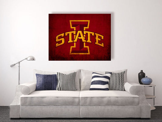 Iowa State University, Iowa State Cyclones vintage style Canvas Wall Art, college football logos, apartment decorating ideas, Cyclones