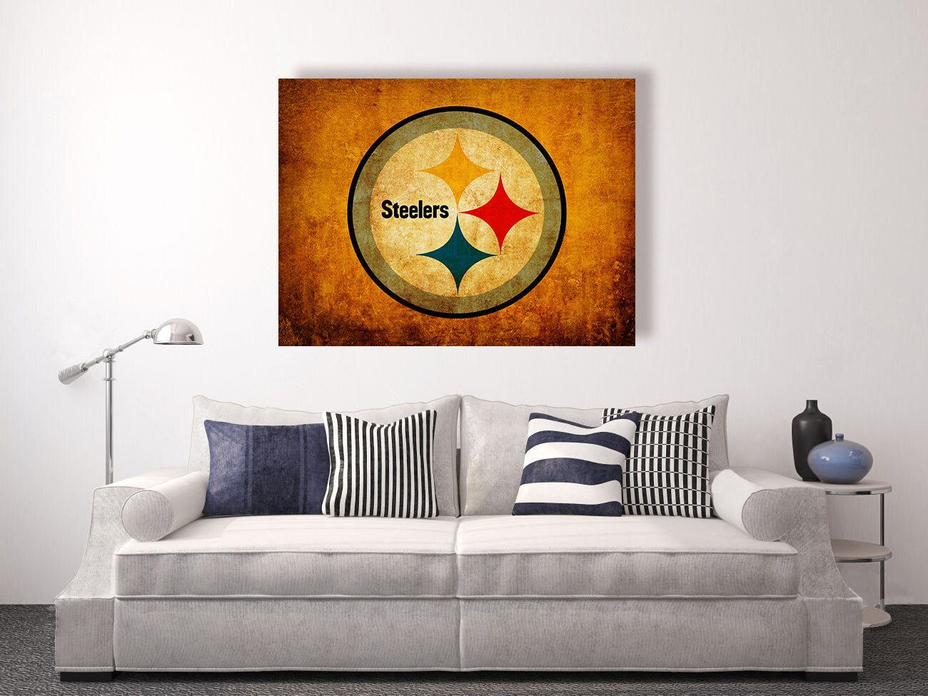 Pittsburgh Steelers vintage style Canvas Print, vintage football decor, football room decor, room decor for men, apartment decorating ideas