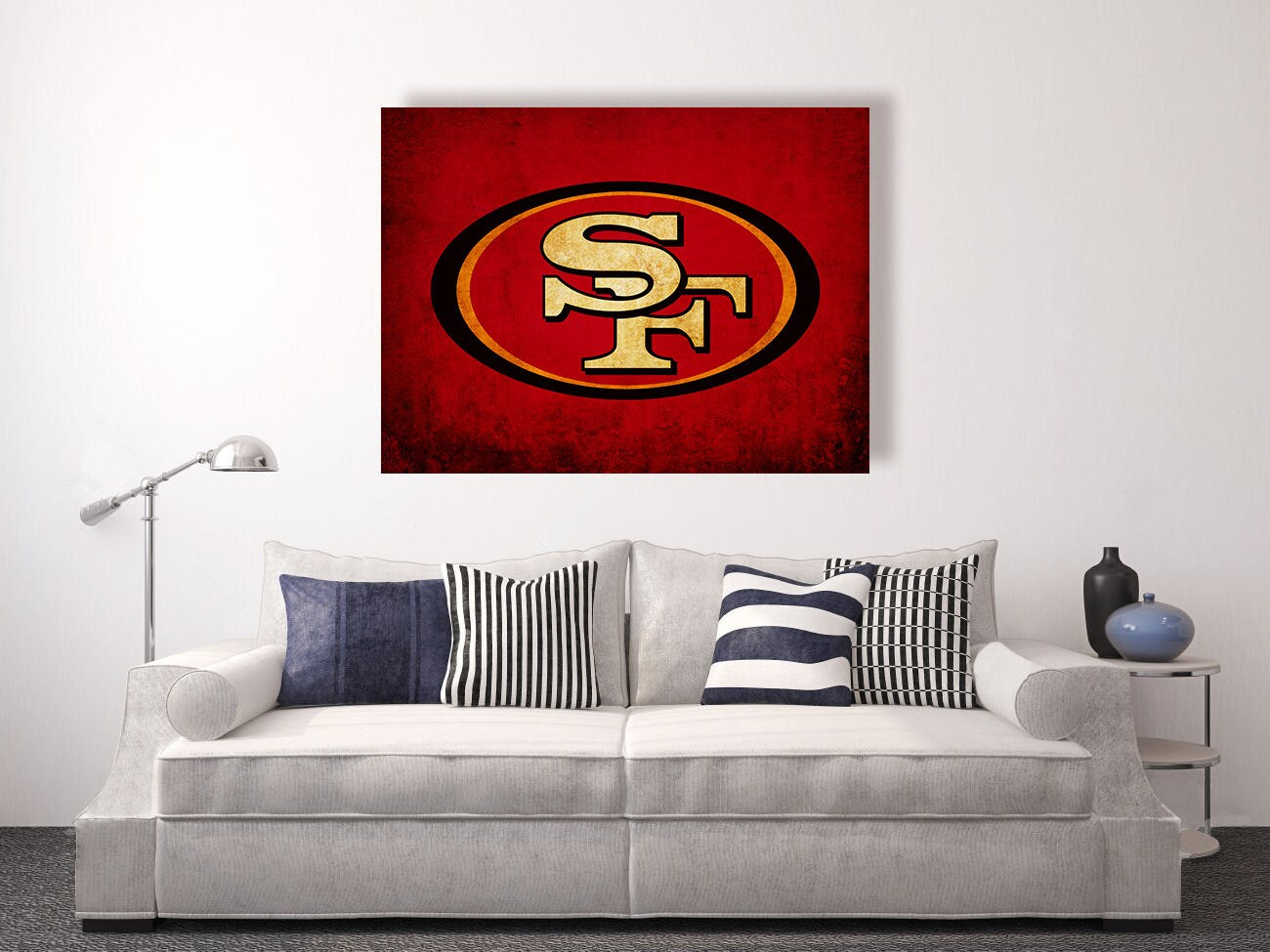 San Francisco 49ers vintage style Canvas Print, vintage football decor, football room decor, room decor for men, apartment decorating ideas