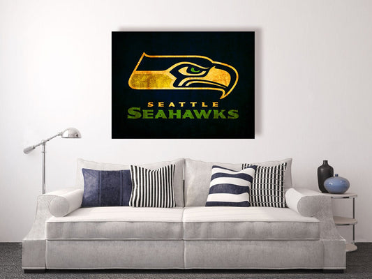 Seattle Seahawks vintage style Canvas Print, vintage football decor, football room decor, room decor for men, apartment decorating ideas