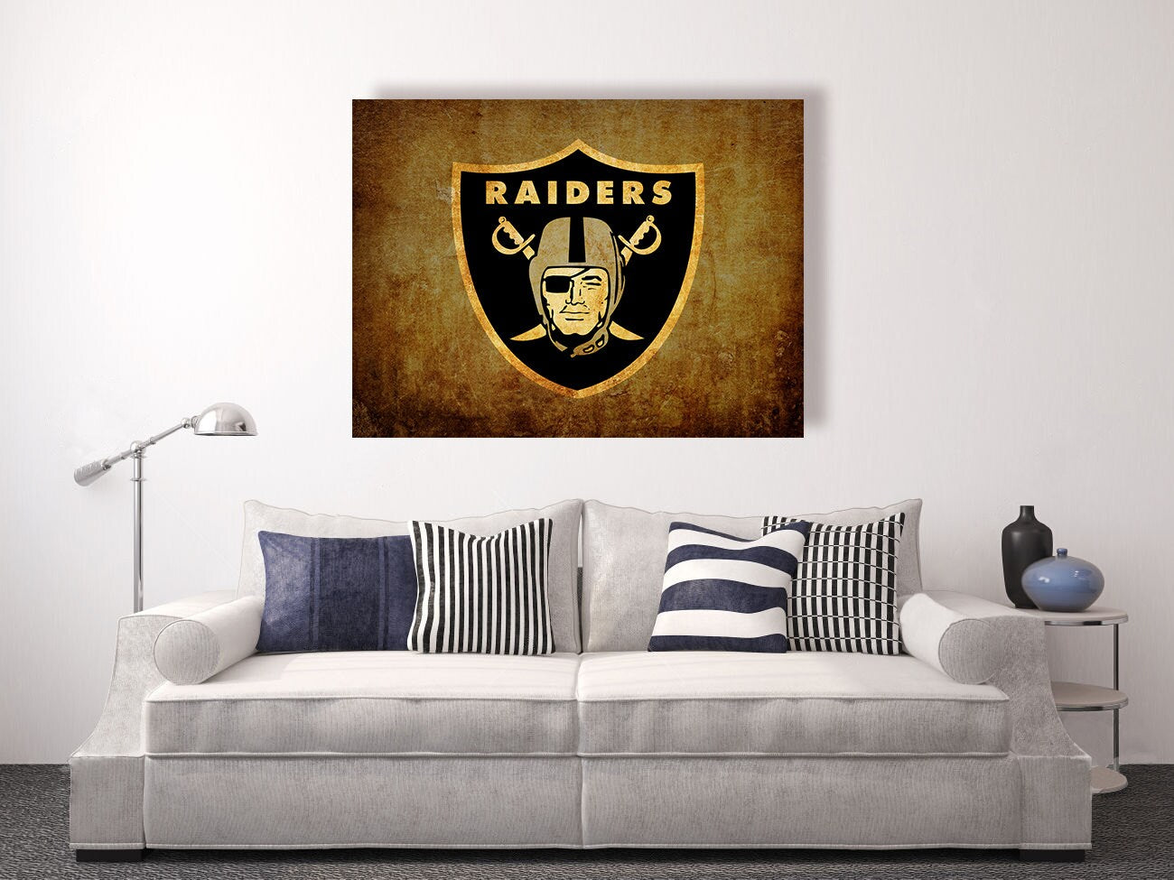 Oakland Raiders vintage style Canvas Print, vintage football decor, football room decor, room decor for men, apartment decorating ideas