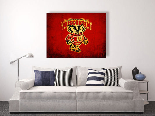 wisconsin badgers vintage style Canvas Print, University of Wisconsin–Madison, apartment decorating ideas, badgers, WISC