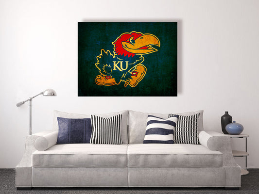 Kansas Jayhawks vintage style Canvas Print, University of Kansas, college football logos, apartment decorating ideas, Rock Chalk, jayhawks