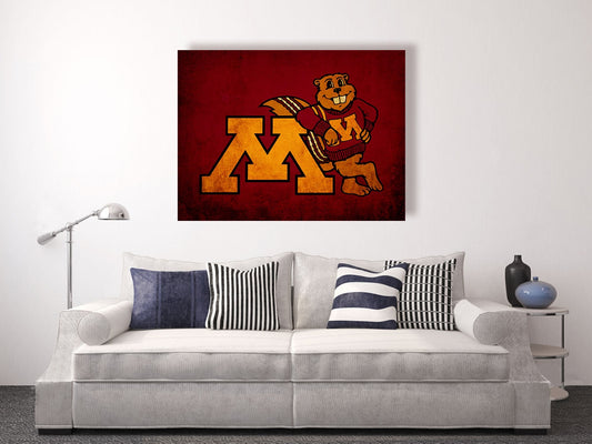 Minnesota Golden Gophers vintage style Canvas Print, University of Minnesota,college football logos, apartment decorating ideas, gophers,umn