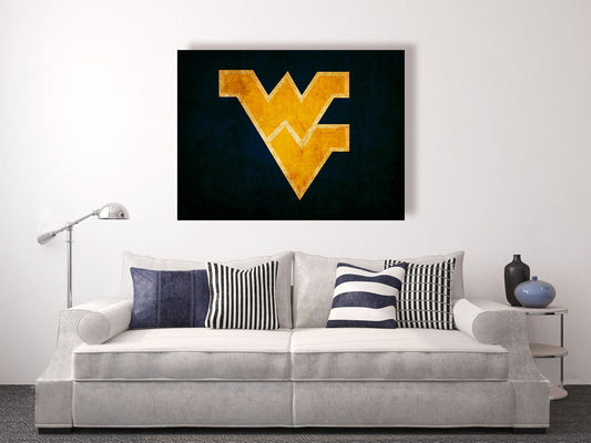 West Virginia university vintage style Canvas Print, West Virginia Mountaineers, college football logos, apartment decorating ideas, WVU